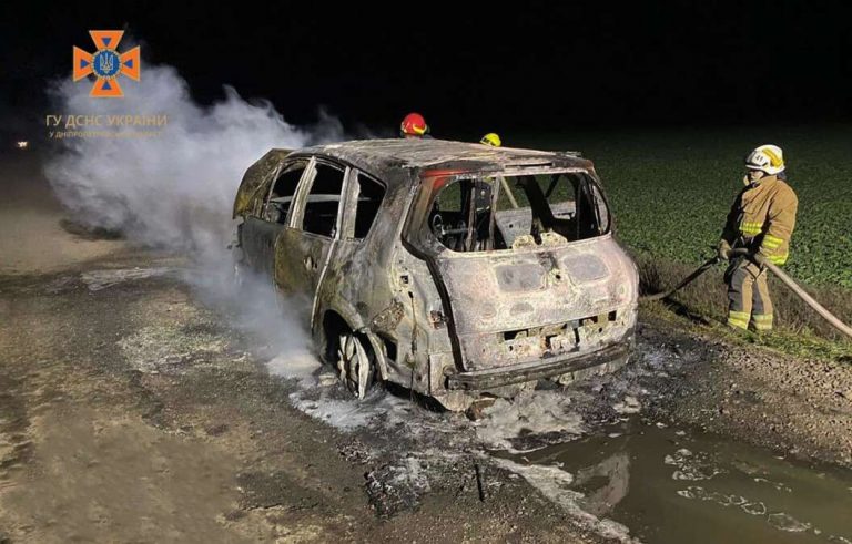 В Днепре дотла сгорело авто